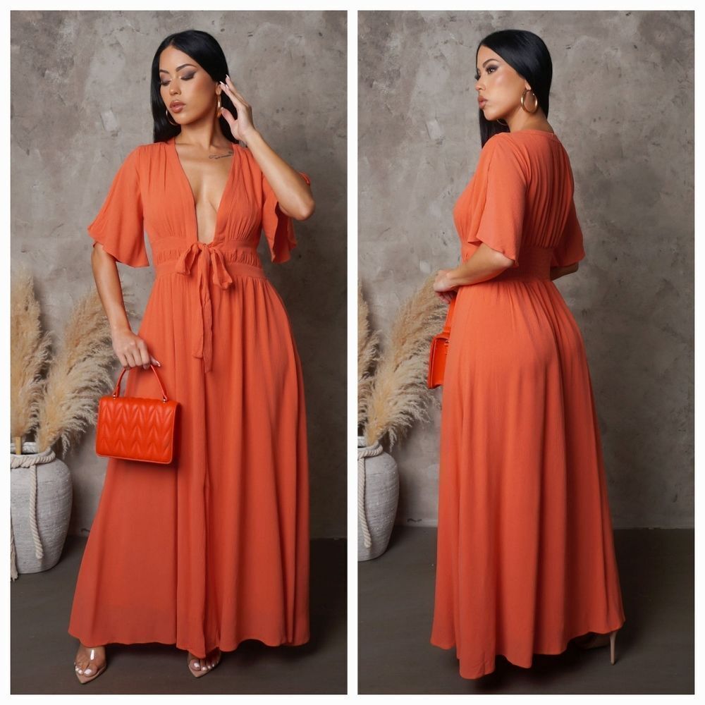 Solid Orange Summer Dress